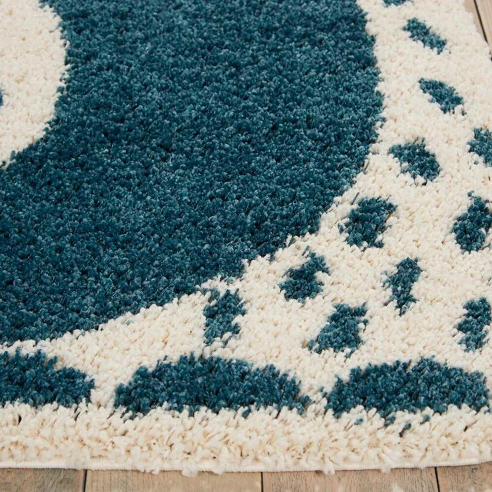 Nourison Hudson DWS01 4' X 4' Blue And White Kids Rug 5 Nourison Hudson DWS01 4' X 4' Blue And White Kids Rug - Image 3