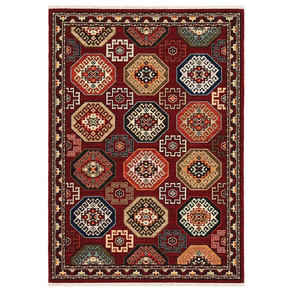 Oriental Weavers Lilihan Geometric 091R6 2'6" X 12' Red Runner 3 Oriental Weavers Lilihan Geometric 091R6 2'6" X 12' Red Runner