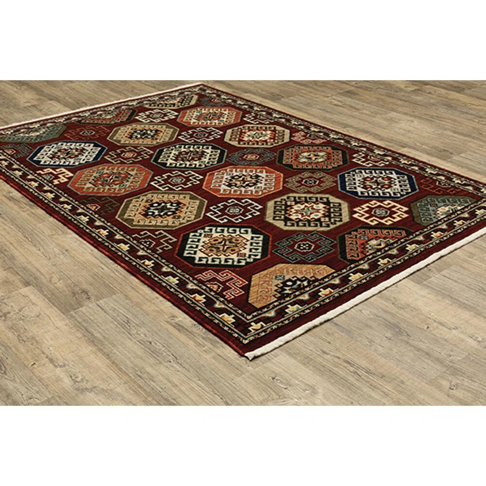 Oriental Weavers Lilihan Geometric 091R6 2'6" X 12' Red Runner 4 Oriental Weavers Lilihan Geometric 091R6 2'6" X 12' Red Runner - Image 2