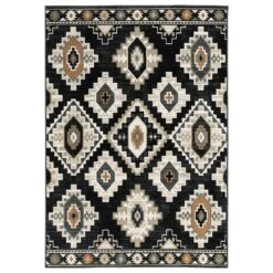 Oriental Weavers Georgia Southwest 605F0 5'3" X 7'3" Charcoal And Ivory Area Rug