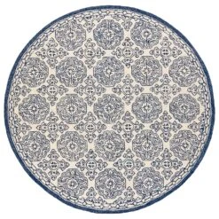 Surya Granada GND-2303 8' Round Dark Blue, Denim And Ivory Area Rug