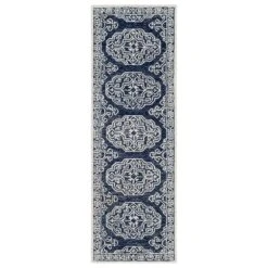 Surya Granada GND-2308 2'6" X 10' Dark Blue, Ivory And Charcoal Runner Rug