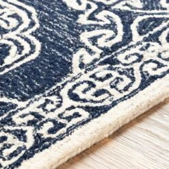 Surya Granada GND-2308 2'6" X 10' Dark Blue, Ivory And Charcoal Runner Rug -Home Decoration Series 4605145 4