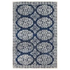 Surya Granada GND-2308 4' X 6' Dark Blue, Ivory And Charcoal Area Rug