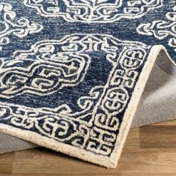Surya Granada GND-2308 4' X 6' Dark Blue, Ivory And Charcoal Area Rug -Home Decoration Series 4605160 4