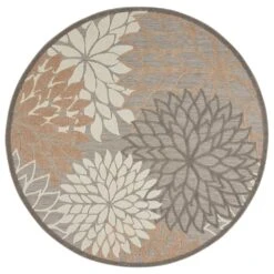 Nourison Aloha ALH05 5'3" Round Natural Indoor/Outdoor Area Rug