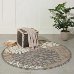 Nourison Aloha ALH05 5'3" Round Natural Indoor/Outdoor Area Rug -Home Decoration Series 4686855 3