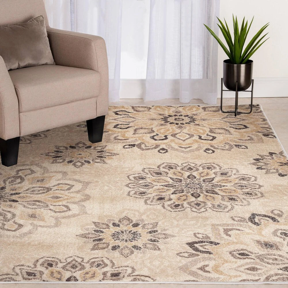 Central Oriental Minerva Asterin 5' X 7'3" Alabaster And Sand Area Rug 4 Central Oriental Minerva Asterin 5' X 7'3" Alabaster And Sand Area Rug - Image 2