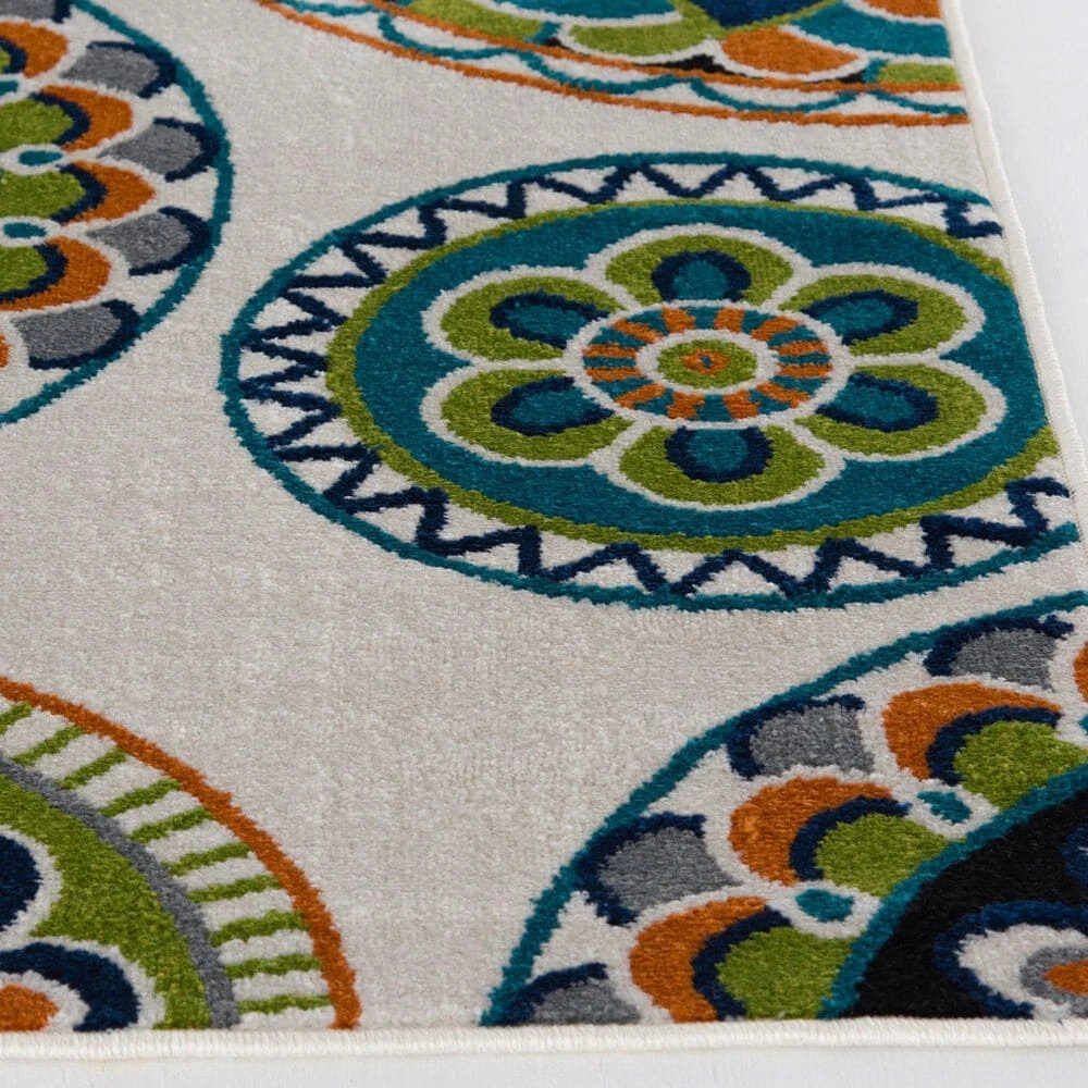 Central Oriental Terrace Tropic Burnette 8'8" X 11'10" Snow And Multicolor Area Rug 6 Central Oriental Terrace Tropic Burnette 8'8" X 11'10" Snow And Multicolor Area Rug - Image 4