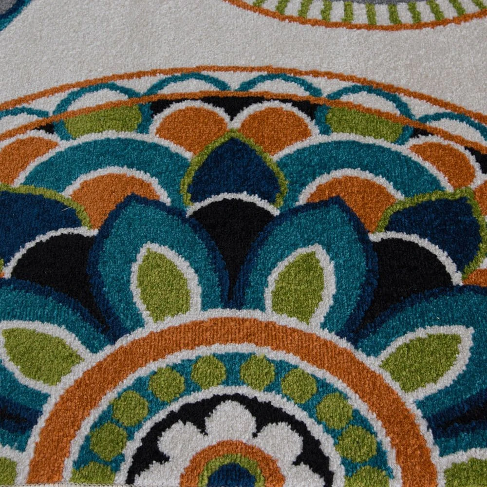 Central Oriental Terrace Tropic Burnette 8'8" X 11'10" Snow And Multicolor Area Rug 8 Central Oriental Terrace Tropic Burnette 8'8" X 11'10" Snow And Multicolor Area Rug - Image 6