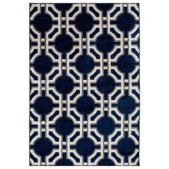 Central Oriental Terrace Tropic Dolliver 7'10" X 9'10" Sapphire Area Rug