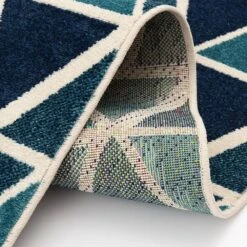 Central Oriental Terrace Tropic Isocele 2346NQ58EC.084 5' X 7'3" Snow And Turquoise Area Rug -Home Decoration Series 5061819 5