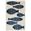 Central Oriental Terrace Tropic Friendly Fish 5' X 7'3" Snow And Sapphire Area Rug -Home Decoration Series 5062114 1