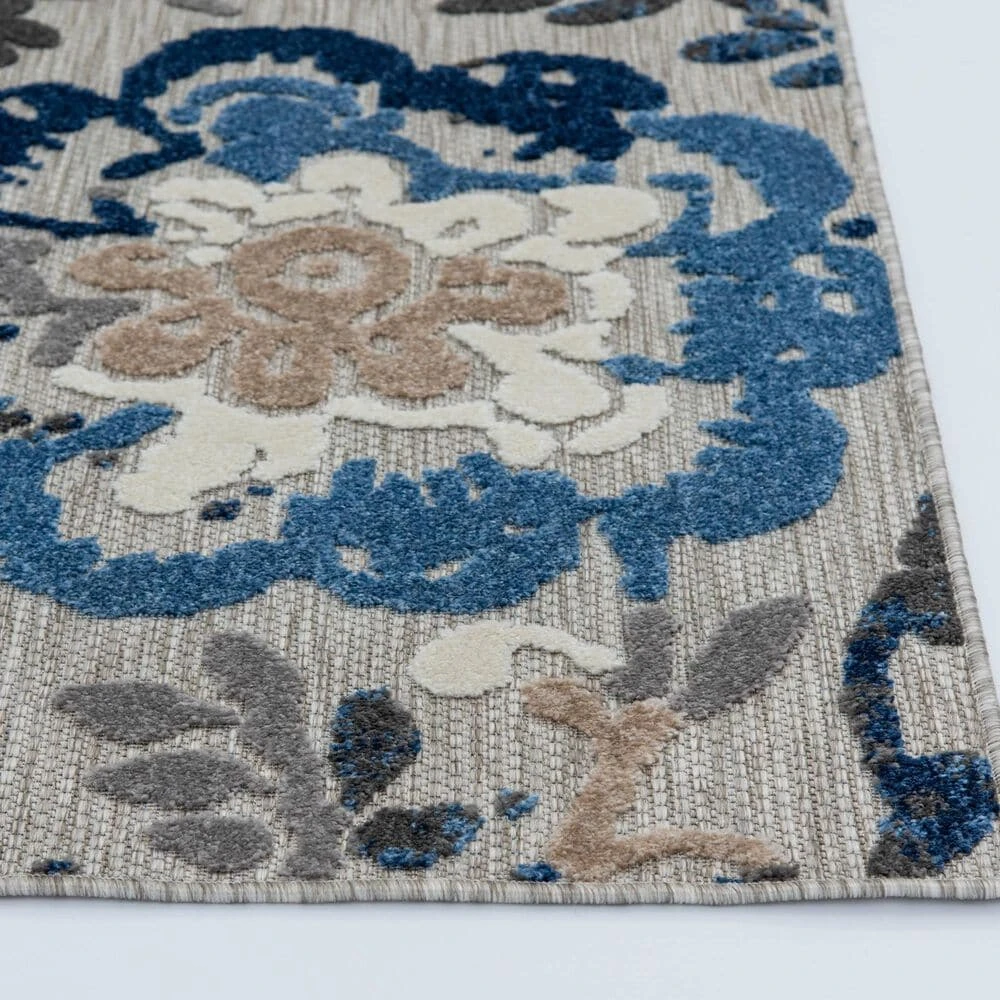 Central Oriental Fontana Pakuna 2'2" X 7'6" Gray And Blue Runner 5 Central Oriental Fontana Pakuna 2'2" X 7'6" Gray And Blue Runner - Image 3