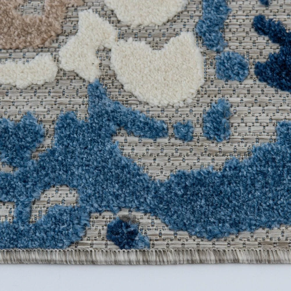 Central Oriental Fontana Pakuna 2'2" X 7'6" Gray And Blue Runner 6 Central Oriental Fontana Pakuna 2'2" X 7'6" Gray And Blue Runner - Image 4