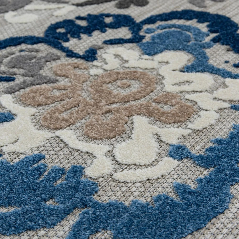 Central Oriental Fontana Pakuna 2'2" X 7'6" Gray And Blue Runner 7 Central Oriental Fontana Pakuna 2'2" X 7'6" Gray And Blue Runner - Image 5