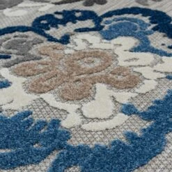 Central Oriental Fontana Pakuna 3'1" X 5'3" Gray And Blue Area Rug -Home Decoration Series 5062304 5