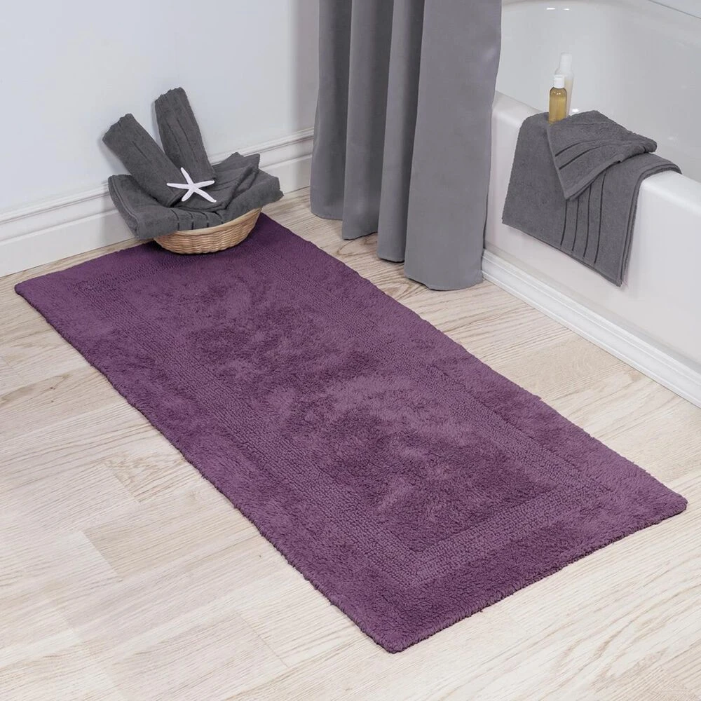 Timberlake Lavish Home 100% Cotton Long Bath Rug In Eggplant 3 Timberlake Lavish Home 100% Cotton Long Bath Rug In Eggplant