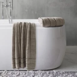 Timberlake Lavish Home Zero Twist 2-Piece Towel Set In Taupe And Black -Home Decoration Series 51086338 4