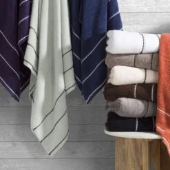 Timberlake Lavish Home Zero Twist 2-Piece Towel Set In Taupe And Black -Home Decoration Series 51086338 5