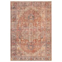 Surya Amelie 2'7" X 7'10" Orange, Peach, Blue And Beige Runner