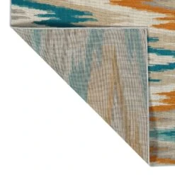 Kaleen Rugs Ostinata 2'2" X 7'6" Gold, Teal, Sand, Turquoise, Ivory And Grey Indoor/Outdoor Runner -Home Decoration Series 5167210 3