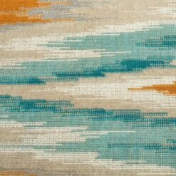 Kaleen Rugs Ostinata 2'2" X 7'6" Gold, Teal, Sand, Turquoise, Ivory And Grey Indoor/Outdoor Runner -Home Decoration Series 5167210 5