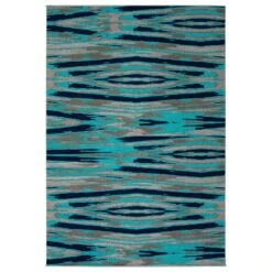 Kaleen Rugs Ostinata 2' X 3' Turquoise, Navy, Grey And Silver Indoor/Outdoor Area Rug