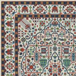 Kaleen Rugs Sunice 1'9" X 3' Ivory, Navy, Tangerine, Lime Green And Light Blue Area Rug -Home Decoration Series 5204633 5