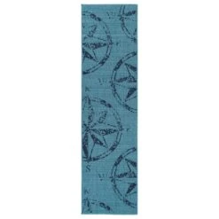 Kaleen Rugs Amalie 2'2" X 8' Light Blue And Navy Indoor/Outdoor Area Rug