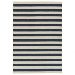 Kaleen Rugs Amalie Striped 1'9" X 3' Blue And Ivory Indoor/Outdoor Area Rug