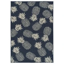 Kaleen Rugs Amalie Pineapple 2'2" X 8' Blue And Ivory Indoor/Outdoor Runner