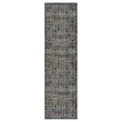 Kaleen Rugs Kaleen Rugs Zuma Beach 2'2" X 7'6" Grey, Silver, Gold, Turquoise, Pink, Plum, Navy And Black Runner