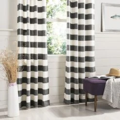 Safavieh Rafina 52"x96" Window Panel In Grey/White Stripe