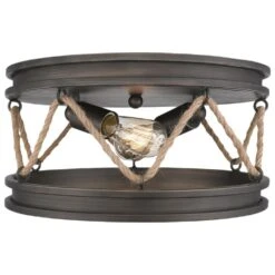 Golden Lighting Chatham Flush Mount In Gunmetal Bronze