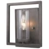 Golden Lighting Marco 1-Light Wall Sconce In Gunmetal Bronze With Clear Glass