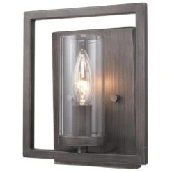Golden Lighting Marco 1-Light Wall Sconce In Gunmetal Bronze With Clear Glass