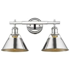 Golden Lighting Orwell CH 2-Light Bath Vanity In Chrome With Chrome Shade -Home Decoration Series 53556502 2