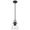 Golden Lighting Hines Mini Pendant In Black With Seeded Glass -Home Decoration Series 53560769 1