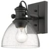 Golden Lighting Hines 1-Light Bath Vanity In Black With Seeded Glass -Home Decoration Series 53562070 1