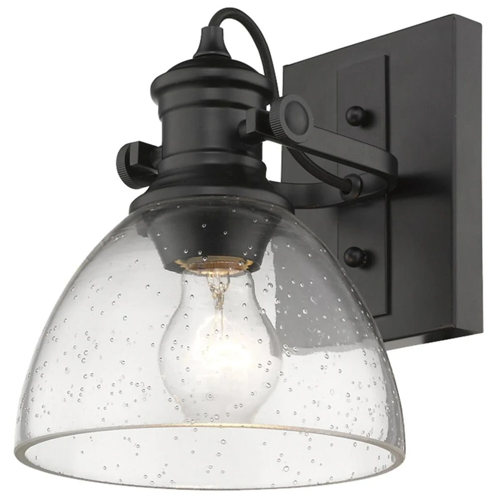 Golden Lighting Hines 1-Light Bath Vanity In Black With Seeded Glass 4 Golden Lighting Hines 1-Light Bath Vanity In Black With Seeded Glass - Image 2