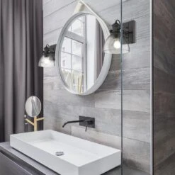 Golden Lighting Hines 1-Light Bath Vanity In Black With Seeded Glass 9 Golden Lighting Hines 1-Light Bath Vanity In Black With Seeded Glass -Home Decoration Series 53562070 4