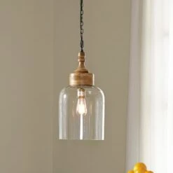 Signature Design By Ashley Faiz Glass Pendant Light In Natural
