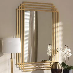 Baxton Studio Kalinda Accent Wall Mirror In Antique Gold