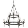 Golden Lighting Marcellis 9-Light 2-Tier Chandelier In Dark Natural Iron -Home Decoration Series 54407531 1