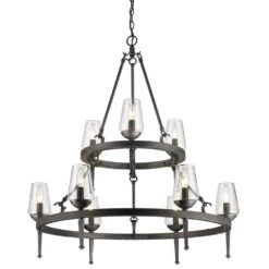 Golden Lighting Marcellis 9-Light 2-Tier Chandelier In Dark Natural Iron