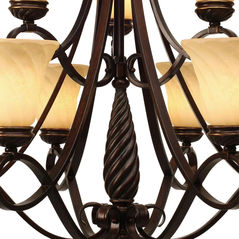 Golden Lighting Torbellino 9-Light 2 Tier Chandelier In Cordoban Bronze 4 Golden Lighting Torbellino 9-Light 2 Tier Chandelier In Cordoban Bronze - Image 2