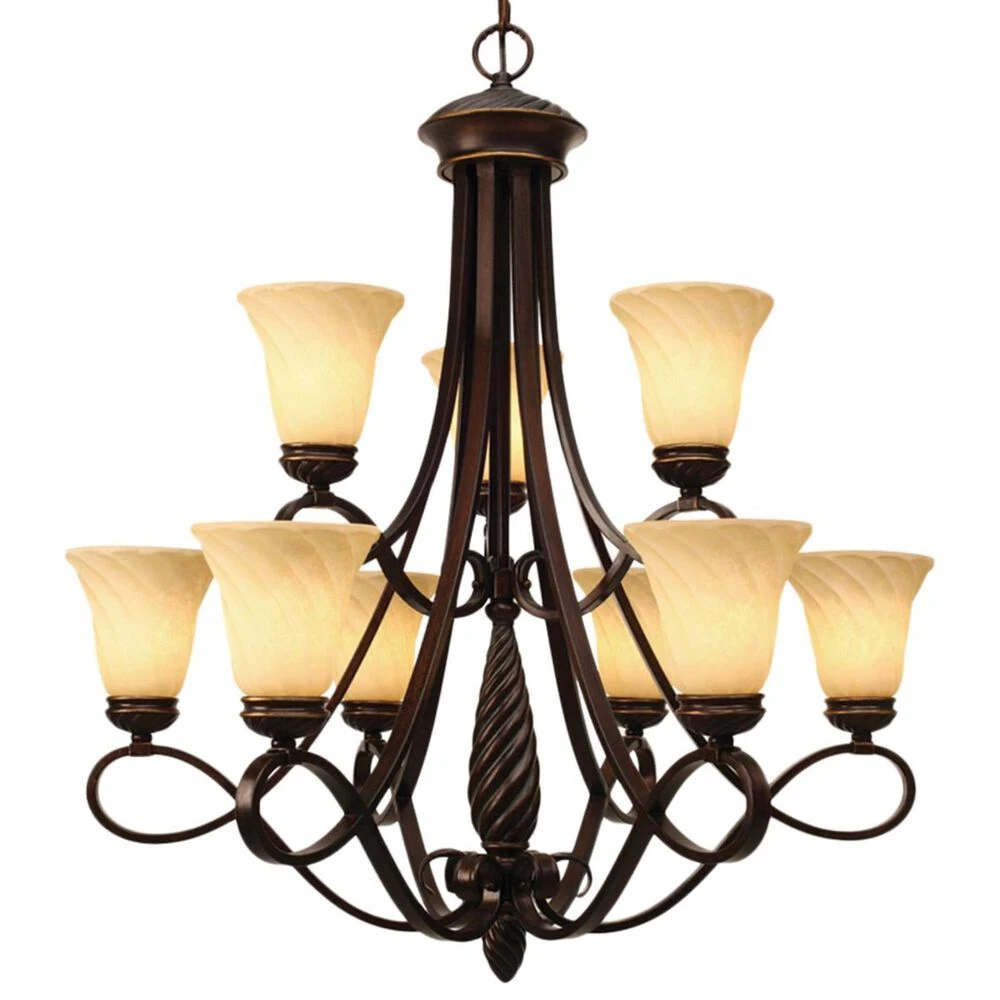 Golden Lighting Torbellino 9-Light 2 Tier Chandelier In Cordoban Bronze 6 Golden Lighting Torbellino 9-Light 2 Tier Chandelier In Cordoban Bronze - Image 4