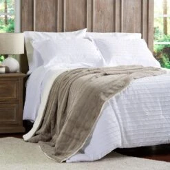 Timberlake Lavish Home Faux Rabbit Fur Jacquard Throw In Coffee -Home Decoration Series 54526637 10