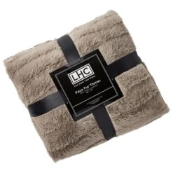 Timberlake Lavish Home Faux Rabbit Fur Jacquard Throw In Coffee -Home Decoration Series 54526637 12